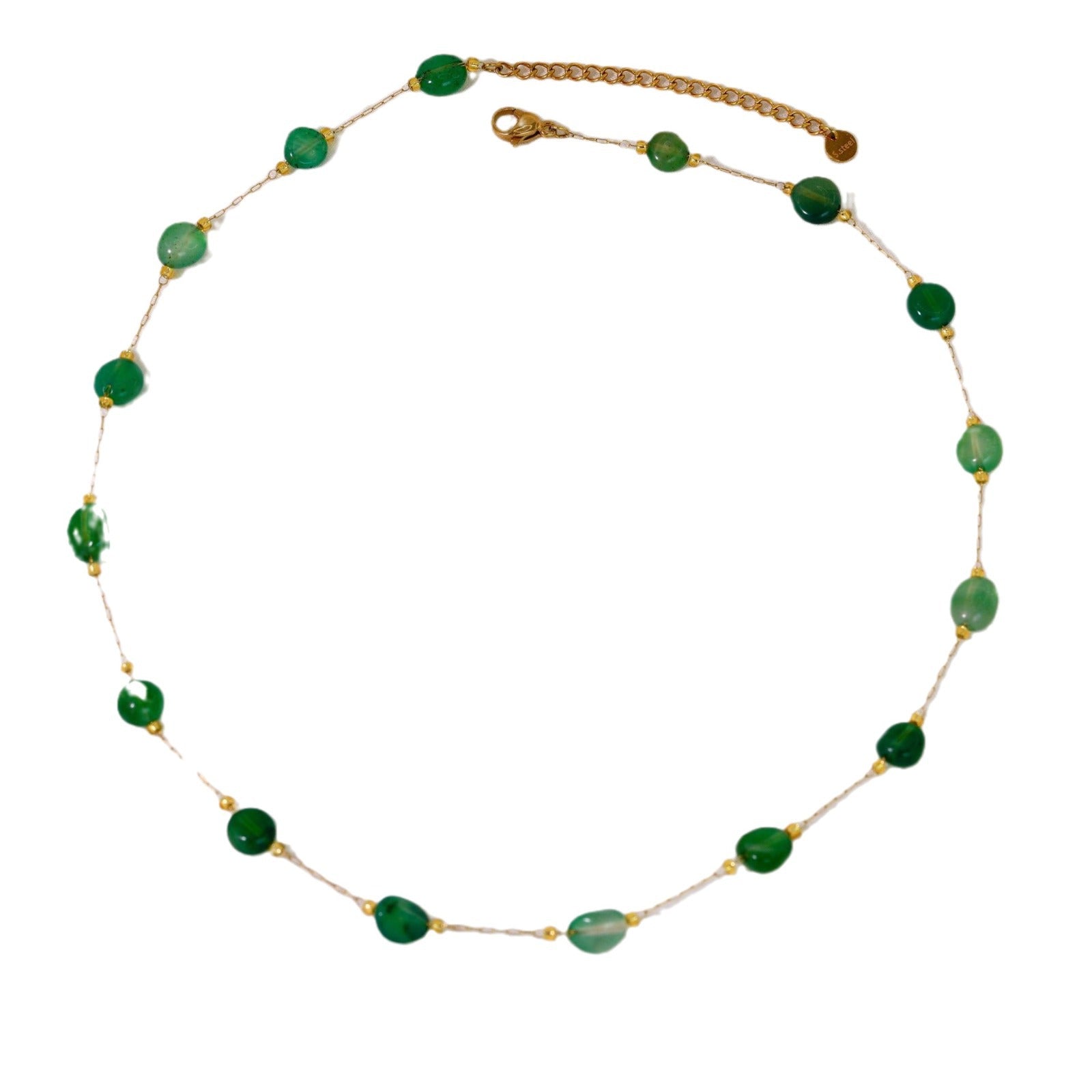 Summer ladies' natural stone necklace | African jade | 14K Gold｜Stainless steel