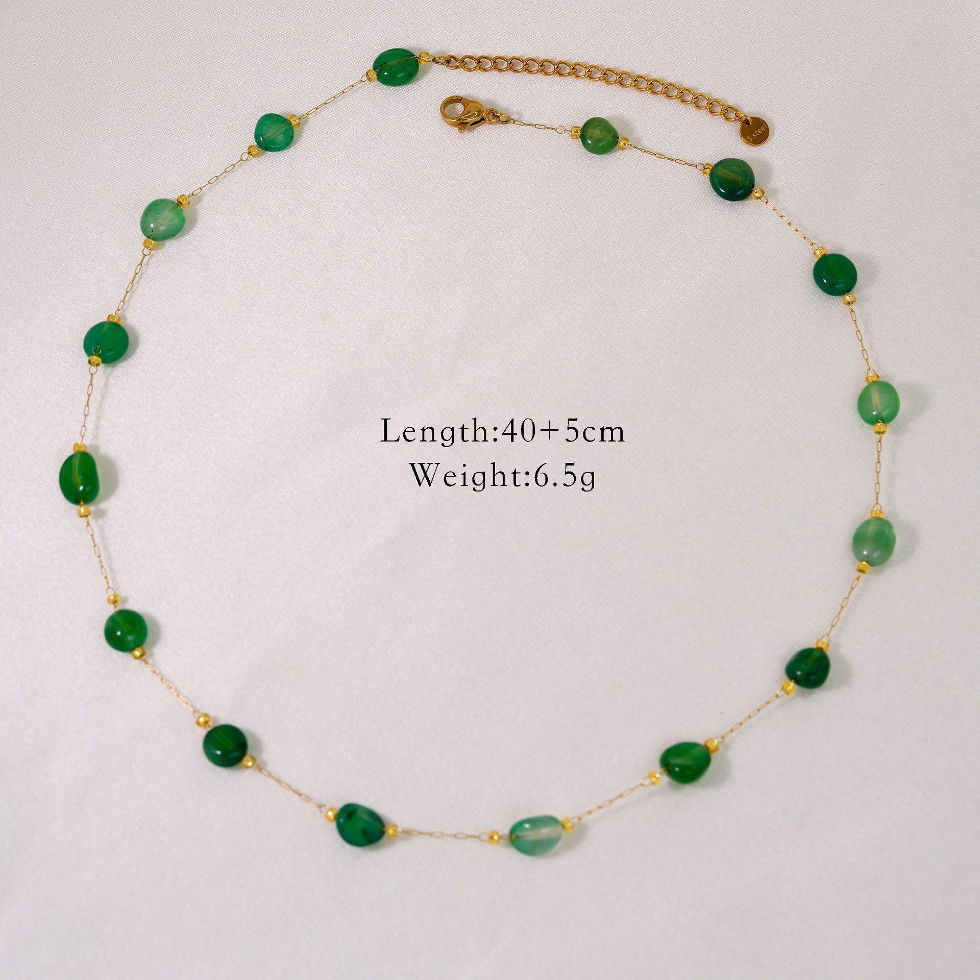 Summer ladies' natural stone necklace | African jade | 14K Gold｜Stainless steel