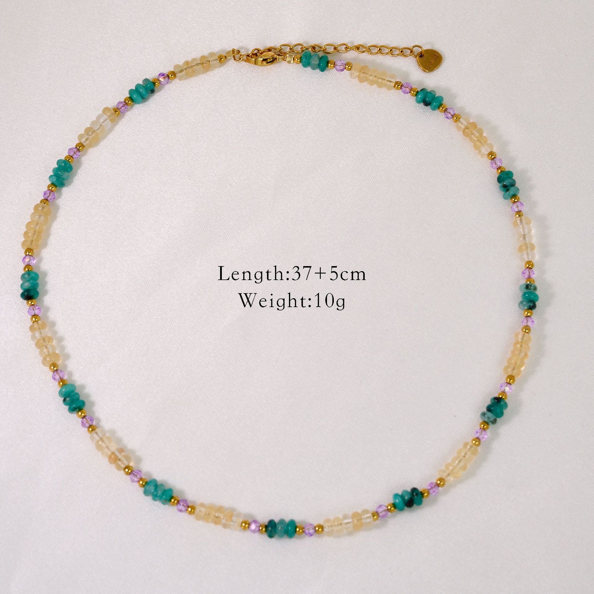 Summer ladies' natural stone necklace | African jade | 14K Gold｜Stainless steel