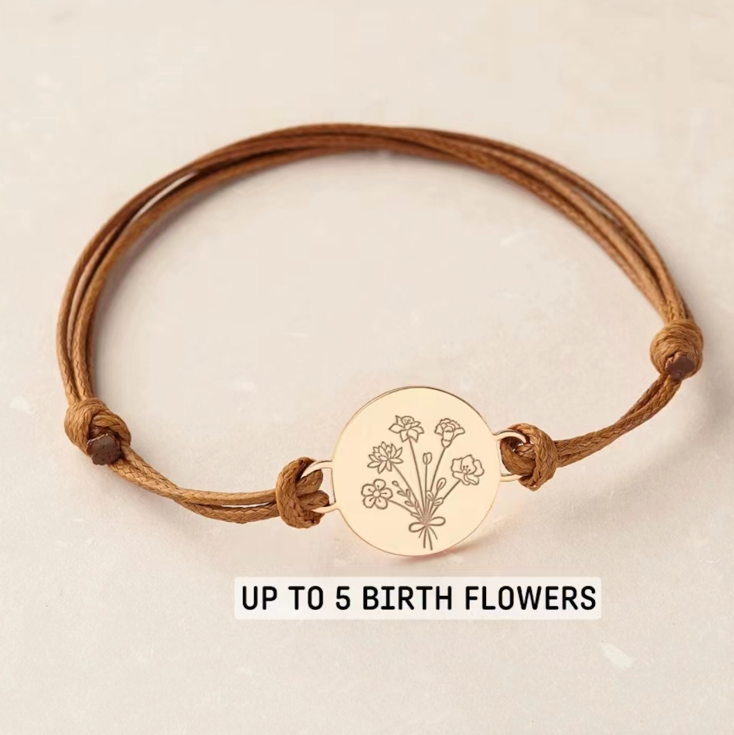 Combined Birth Flower Bracelet, Mom Bracelet, Birth Flower Jewelry