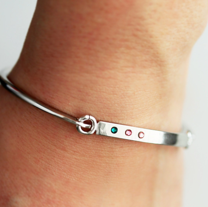 Personalized Birthstone Bangle Bracelet Gift For Her