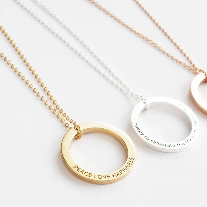 Linked Circle Birthstone Necklace - Family Necklace - Custom Children Name Necklace