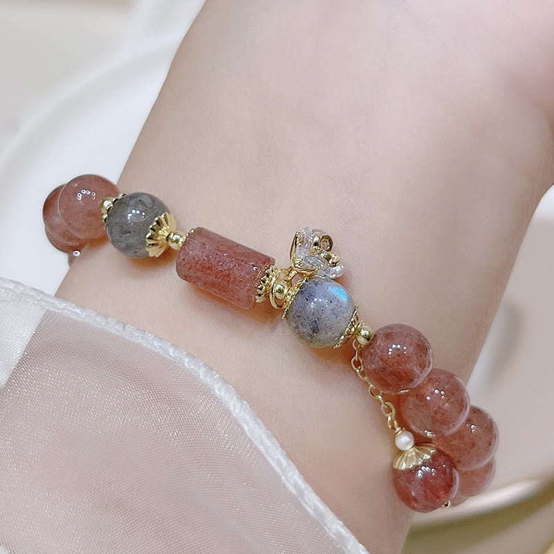 Natural Strawberry Quartz Moonstone Love Bracelet