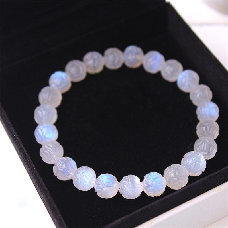 Natural Moonstone Lotus Love Bracelet