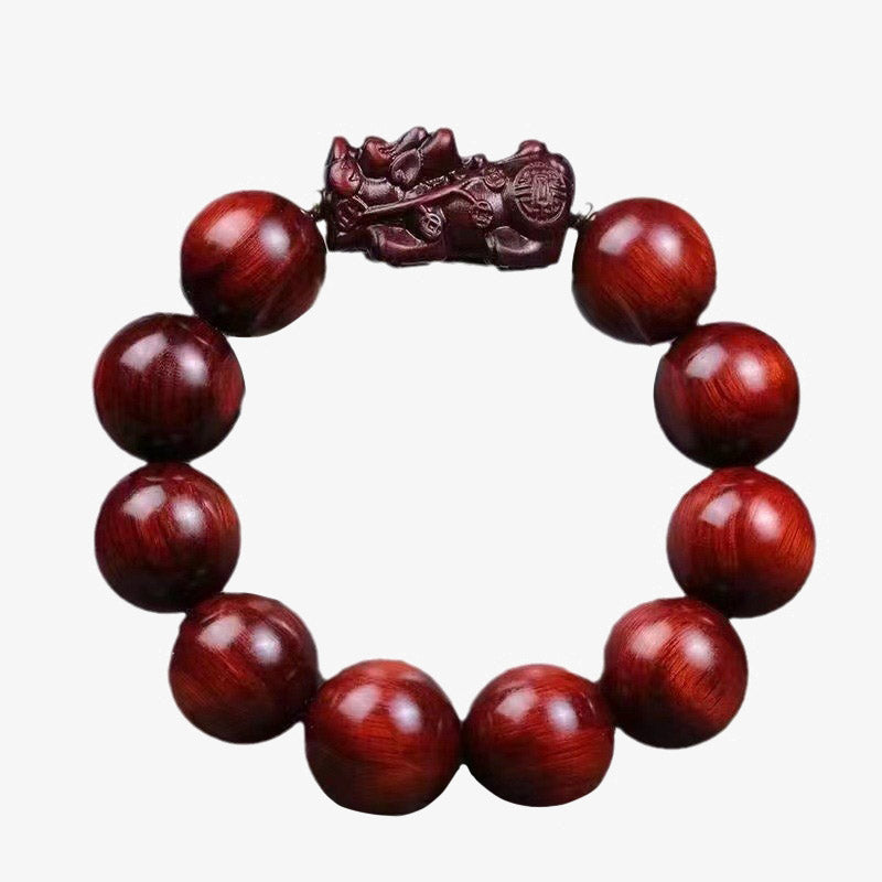 Small Leaf Red Sandalwood PiXiu Protection Bracelet