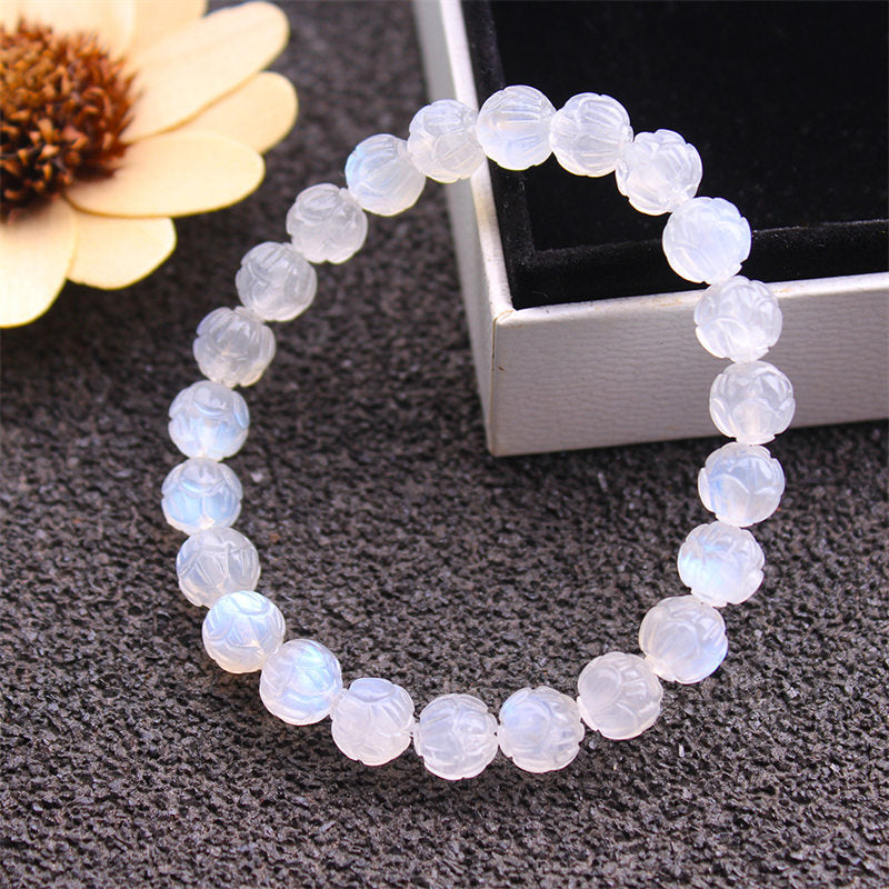 Natural Moonstone Lotus Love Bracelet