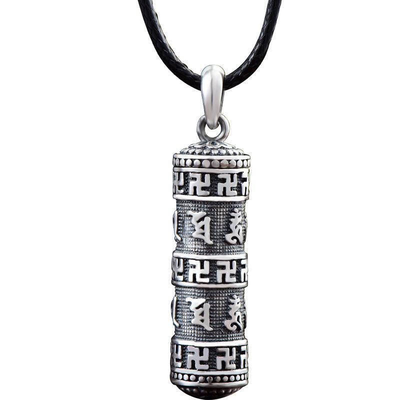 Tibetan Om Mani Padme Hum Buddha Swastika Luck Necklace Pendant