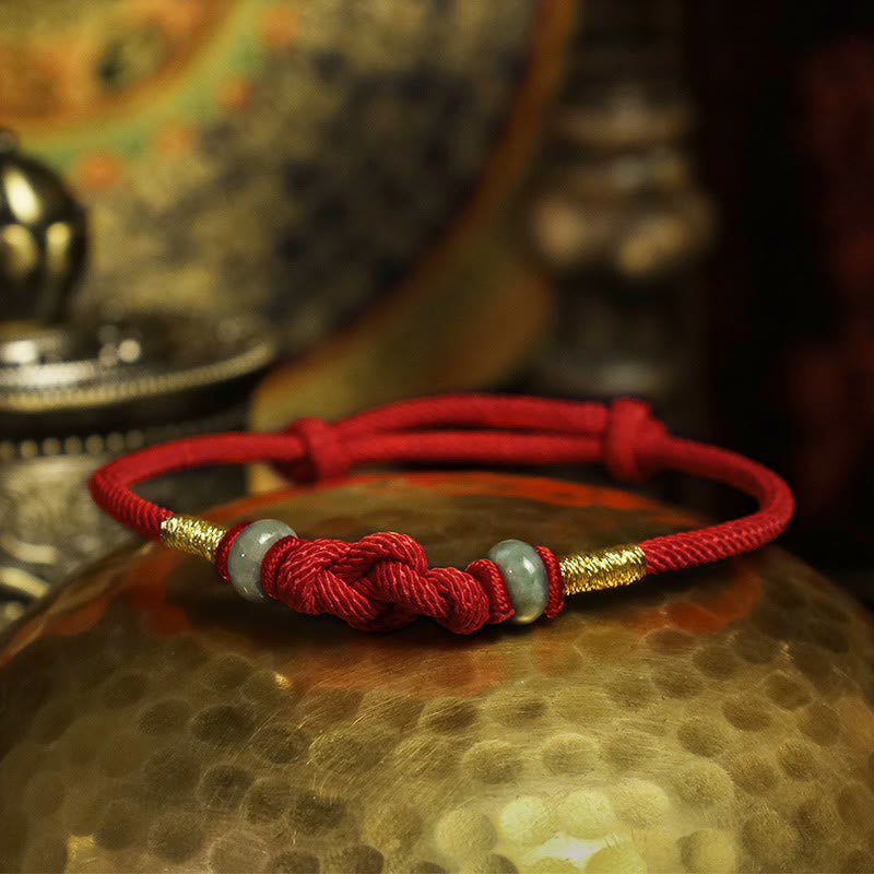 Red String Jade Luck Fortune Knot Braided Couple Bracelet