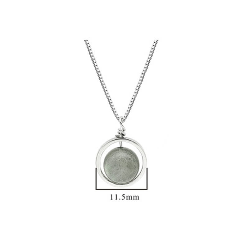 925 Sterling Silver Moonstone Love Planet Rotatable Pattern Necklace Pendant