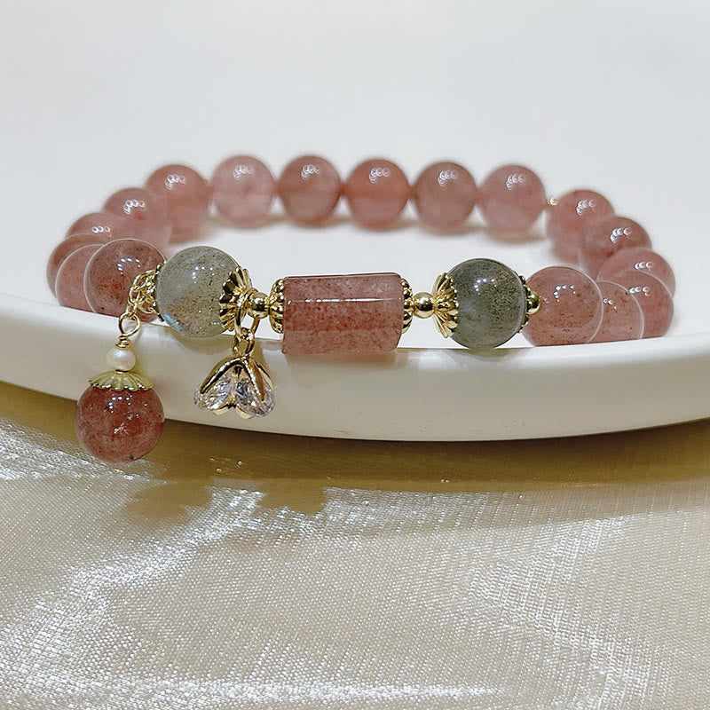 Natural Strawberry Quartz Moonstone Love Bracelet