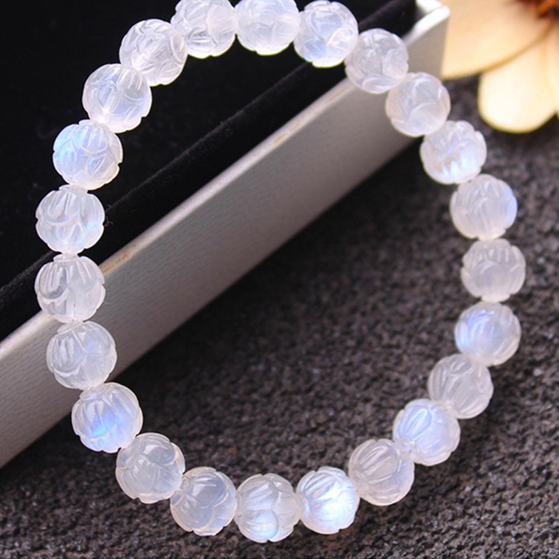 Natural Moonstone Lotus Love Bracelet