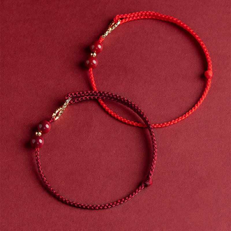 Cinnabar Blessing Red String 14K Gold Infinity Symbol Bracelet Anklet