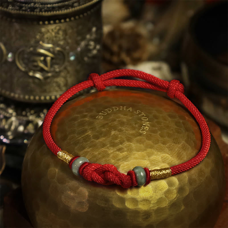 Red String Jade Luck Fortune Knot Braided Couple Bracelet