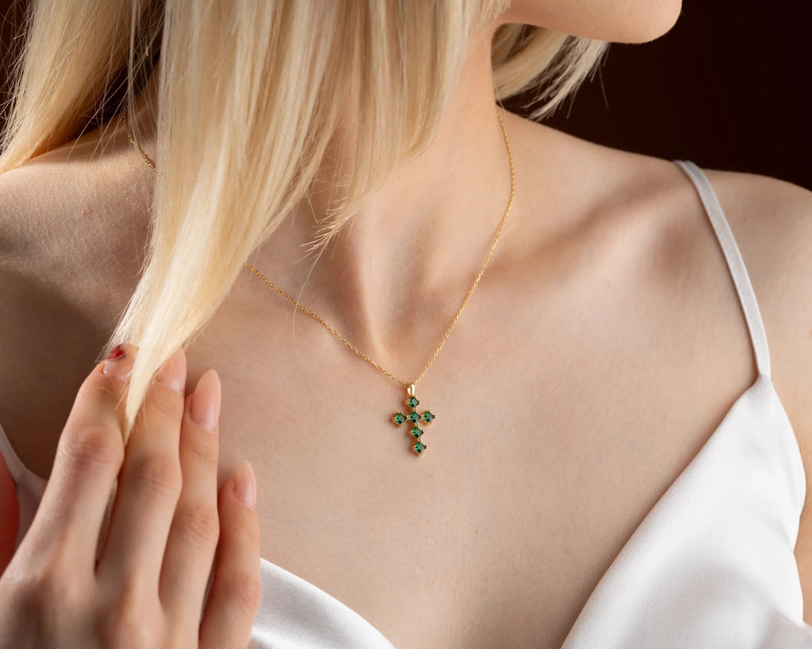 Birthstone Cross Necklace, Cross Jewelry, Gemstone Cross Necklace