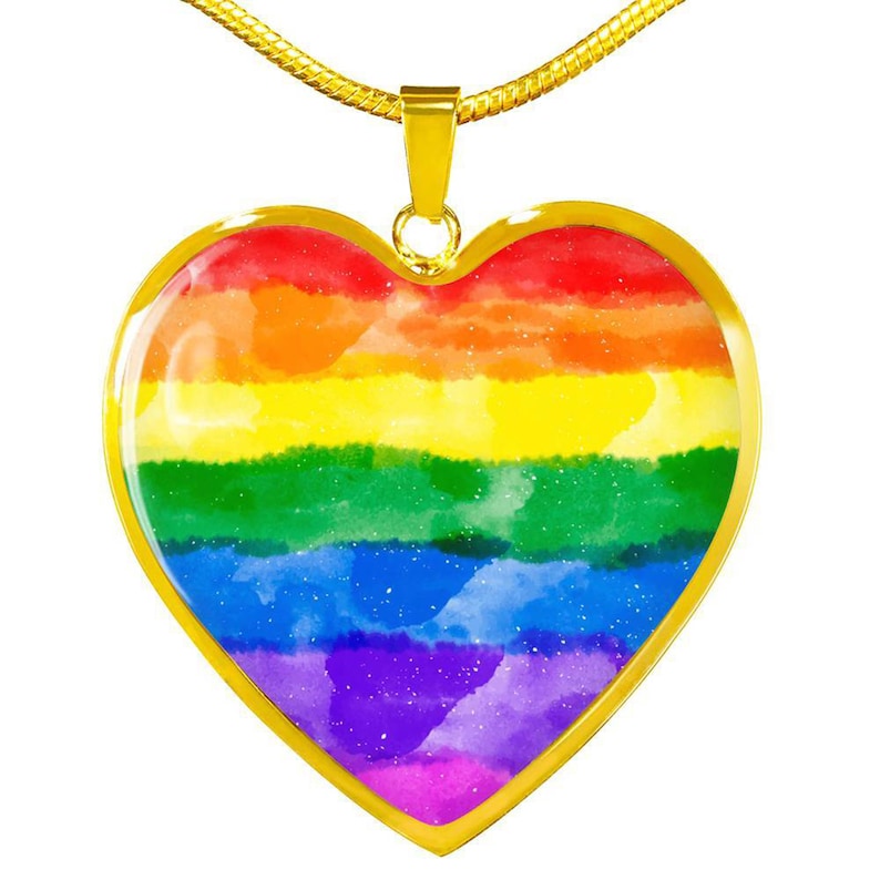 LGBT Necklace LGBT Jewelry Gay pride pendant Rainbow Heart Shaped Necklace