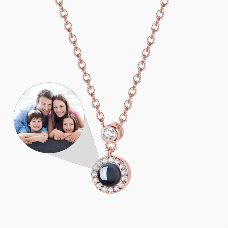 Photo Projection necklace, Picture inside Charm, Anniversary Gifts