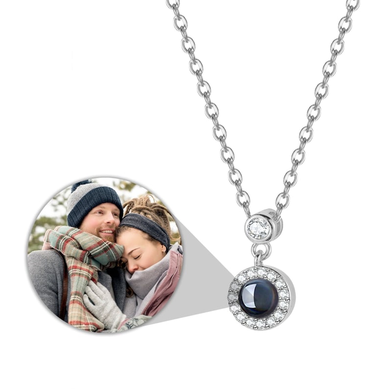 Photo Projection necklace, Picture inside Charm, Anniversary Gifts