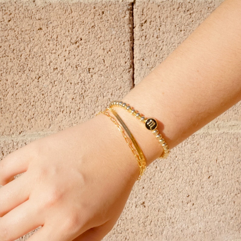 Zodiac Sign Bracelet Gold Filled Zodiac Bracelet Personalized Gold Beaded Bracelet with Zodiac Charm Stacking Bracelet Gift for Women