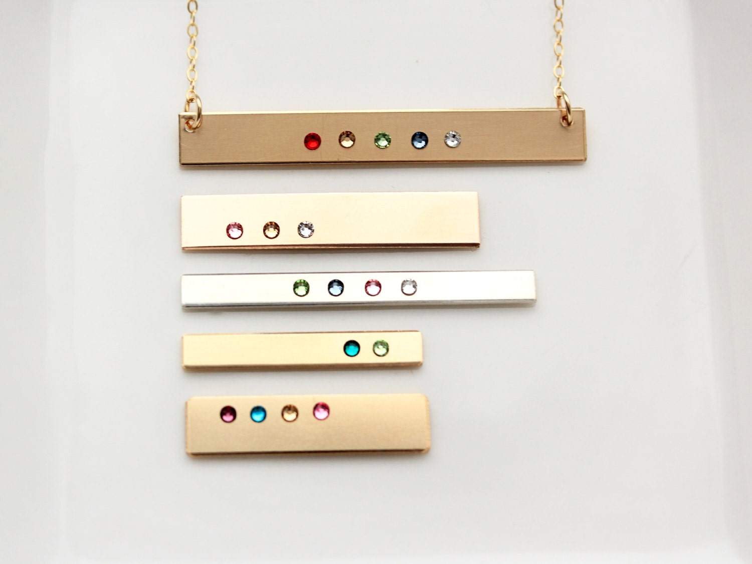 Birthstone Bar Necklace Personalized Gif For Her