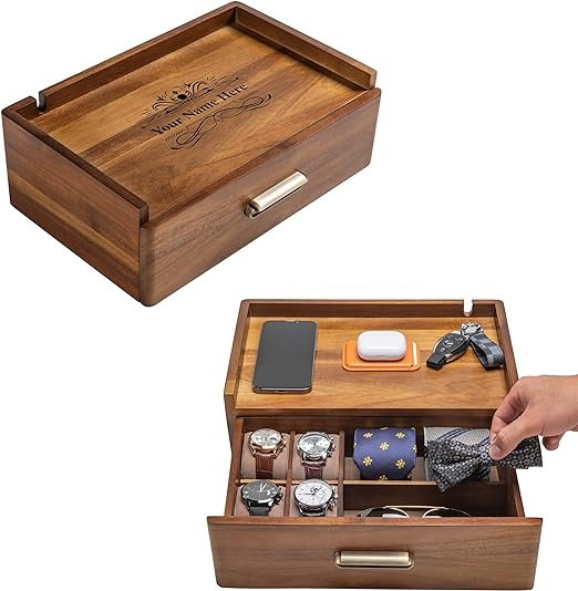 Engraved Wood Watch Box For Men