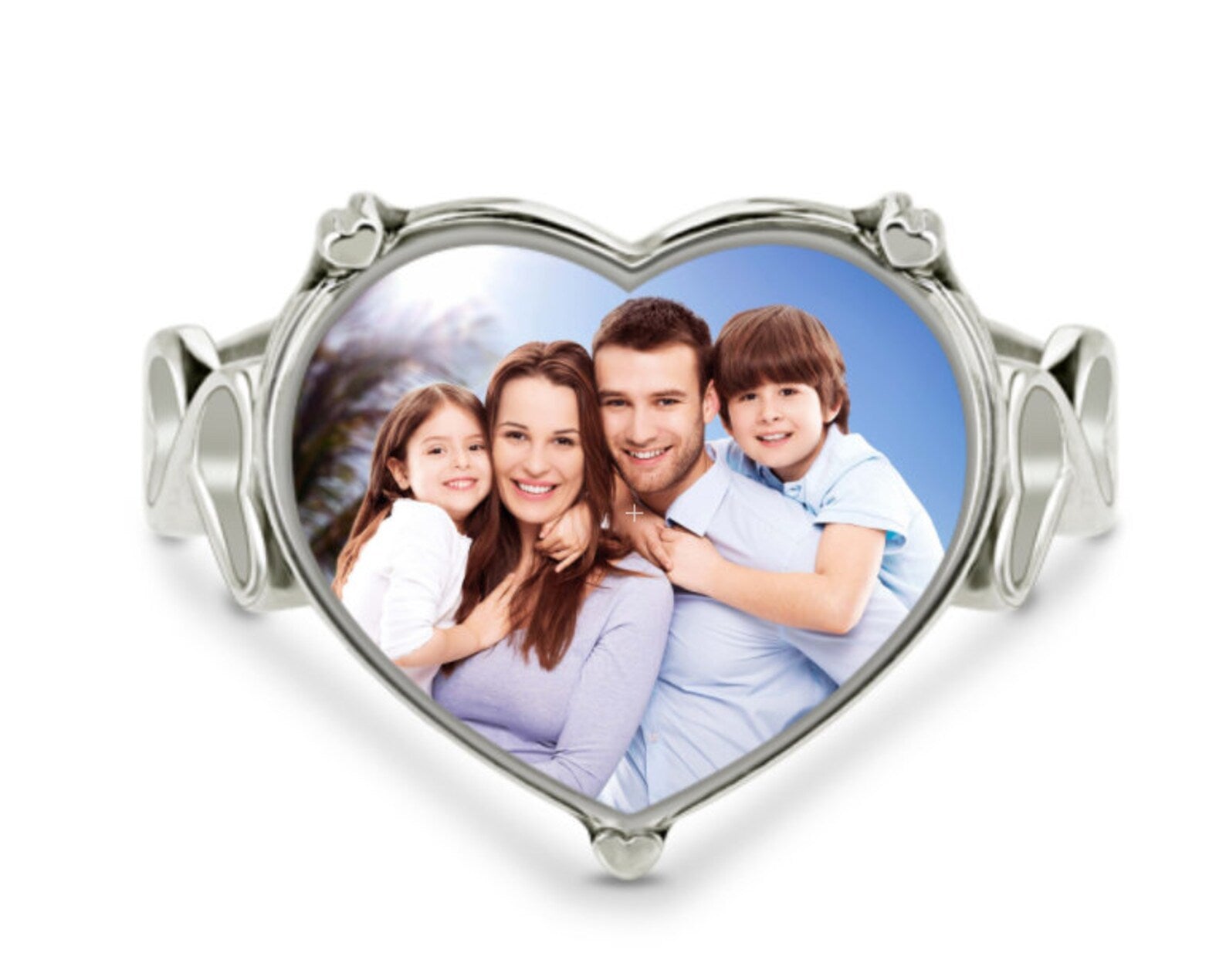 Heart Shaped Sterling silver Photo Ring-Valentine's Day Or Birthday Gift For Her Him