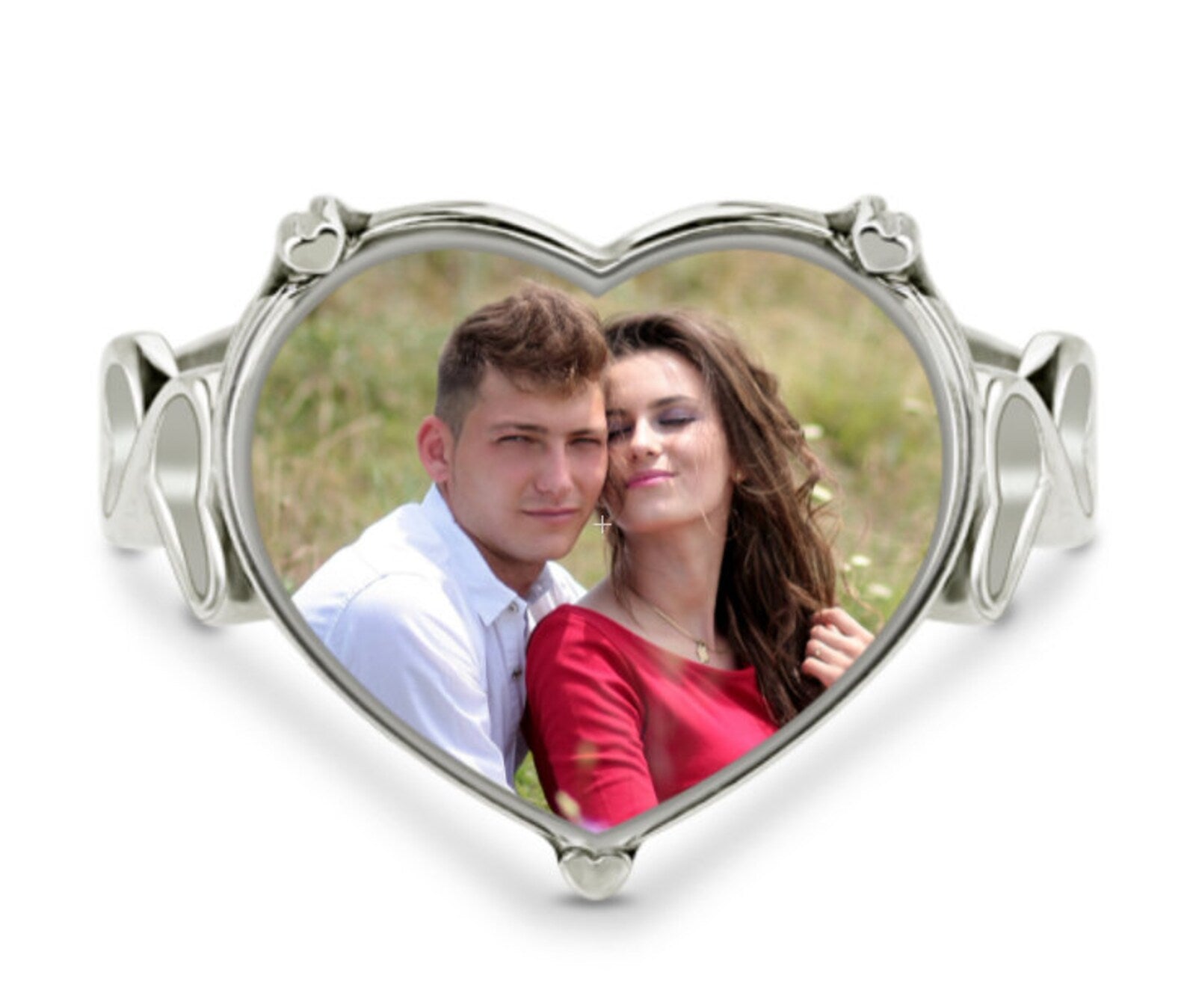 Heart Shaped Sterling silver Photo Ring-Valentine's Day Or Birthday Gift For Her Him