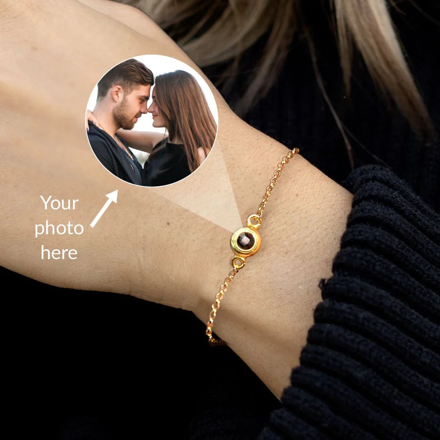 Classic Photo Bracelet Witn A Black Photo Stone-Valentine's Day Or Birthday Gift For Her Him