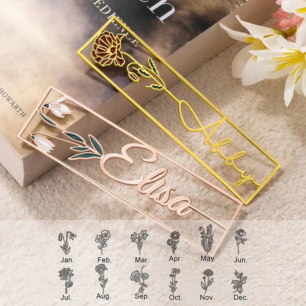 Custom Birth Flower Name Bookmark